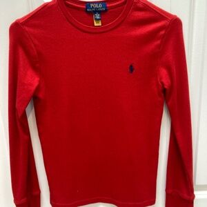 Polo Ralph Lauren boys red long sleeve ribbed tee size medium (10-12)